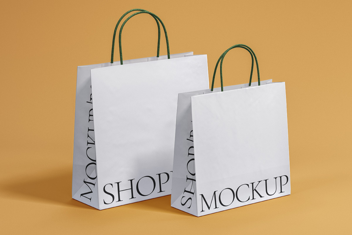 品牌纸袋购物袋包装设计样机PSD模板Shopping Psd Bag Mockup Set-第2148期- - 安鱼设计资源